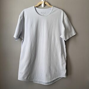 BYLT Lux Shirt Mens Large Blue Curved Hem Drop-Cut Premium Basics Tee Stretch